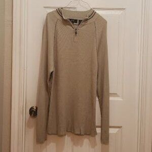 PX Clothing XL Tall Men's tan pullover sweater with quarter zip collar